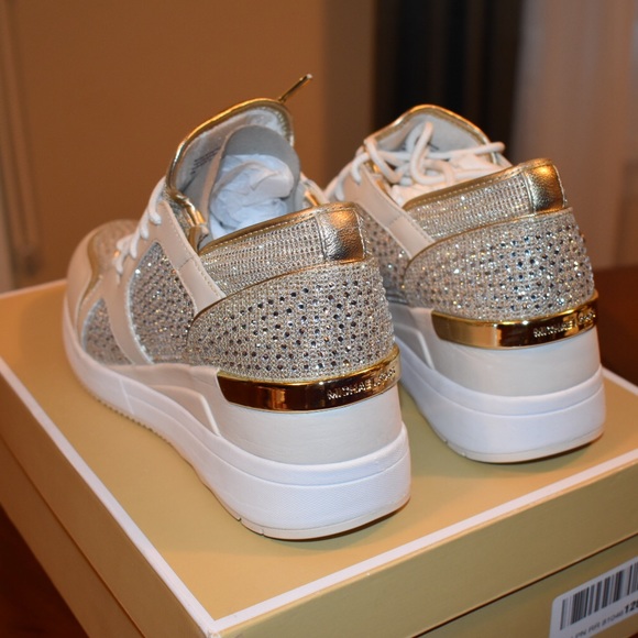 michael michael kors liv glitter and rhinestone trainers